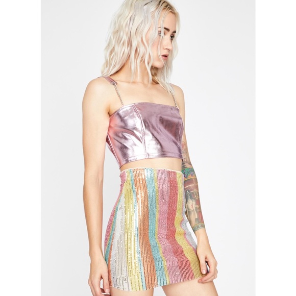 Disco Honey Multi Color Sequin Skirt - Picture 4 of 8